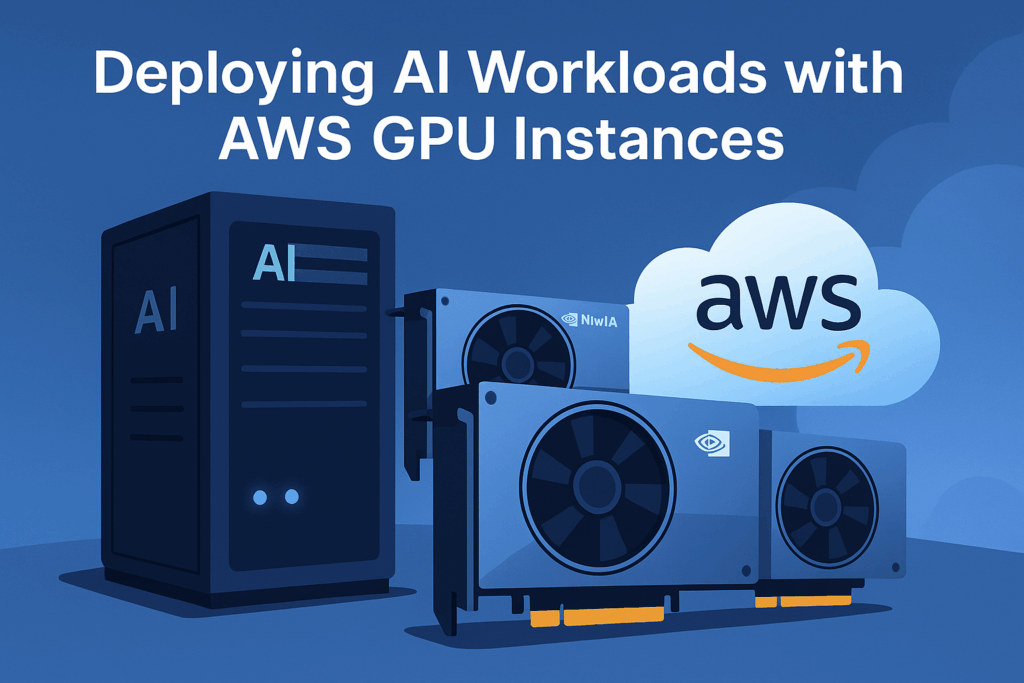 利用 AWS 高算力机型部署 AI 算力机器的架构示意图，展示云服务器、GPU 加速和 AI 应用场景