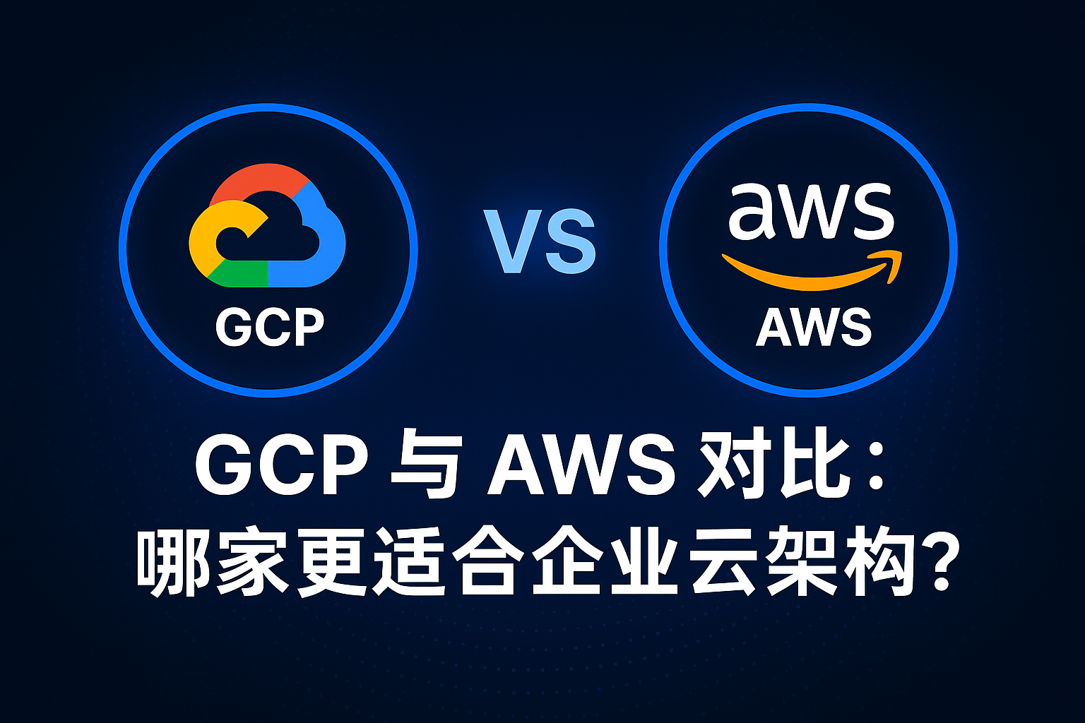 GCP 与 AWS 对比封面图,展示 Google Cloud 与 Amazon Web Services 在企业云架构中的视觉对比
