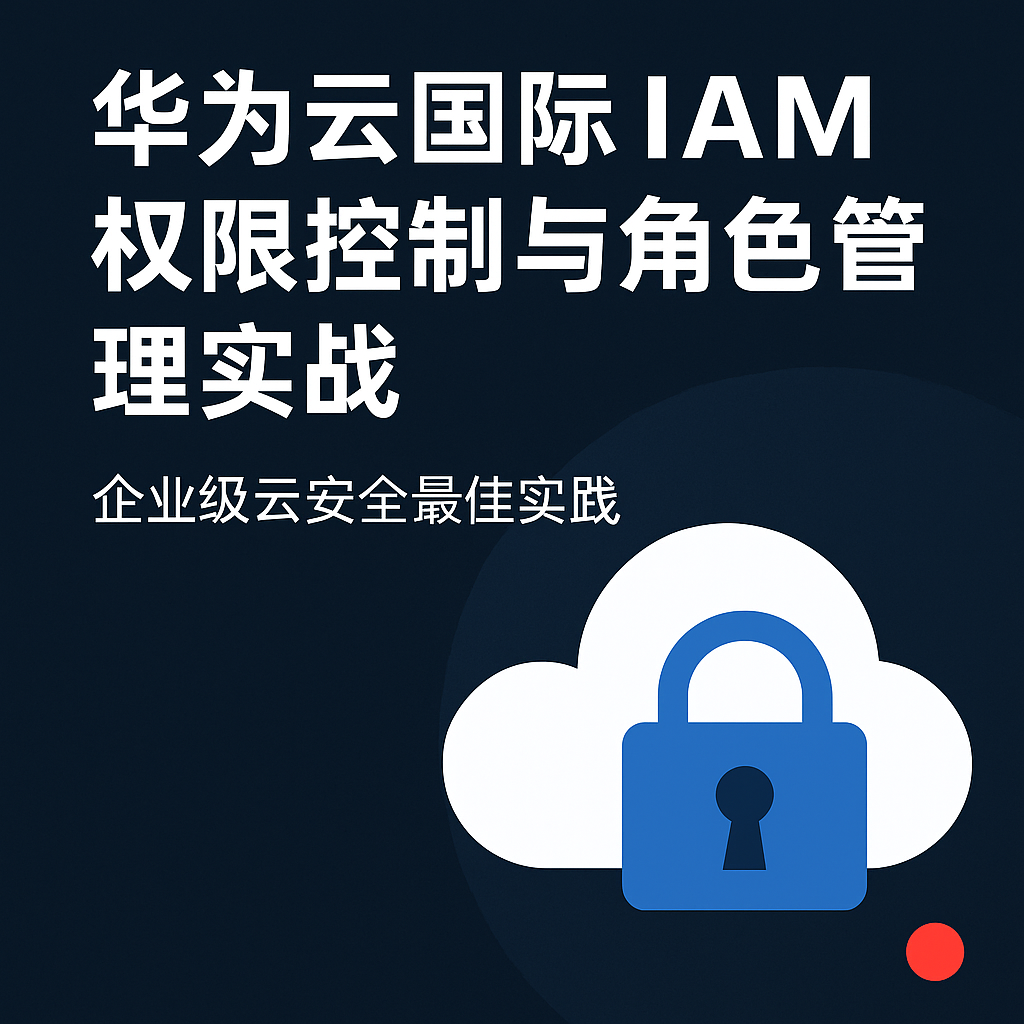 华为云国际 IAM 权限控制与角色管理封面图，展示云安全锁与身份访问控制主题